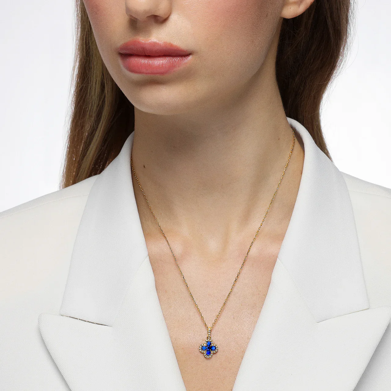 Mark Henry 18k Yellow Gold Felicity Blue Sapphire and Diamond Necklace - Image 2