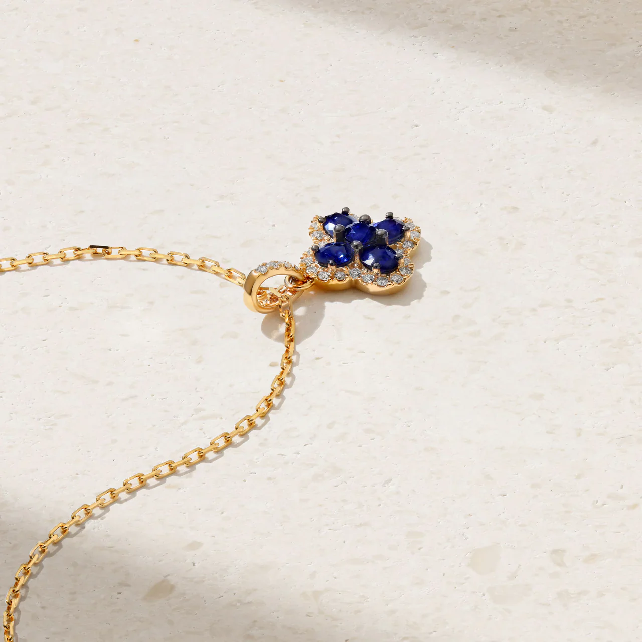 Mark Henry 18k Yellow Gold Felicity Blue Sapphire and Diamond Necklace - Image 3