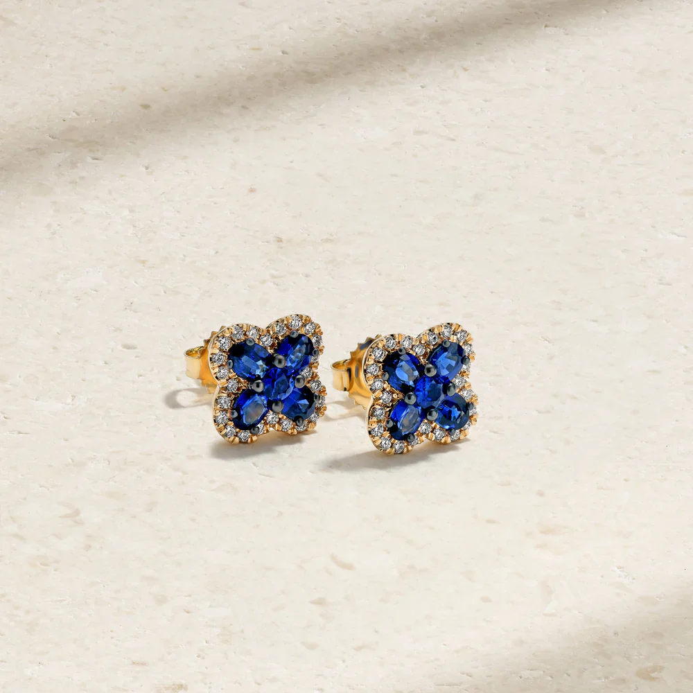 Mark Henry 18k Yellow Gold  Felicity Sapphire and Diamond Stud Earrings
