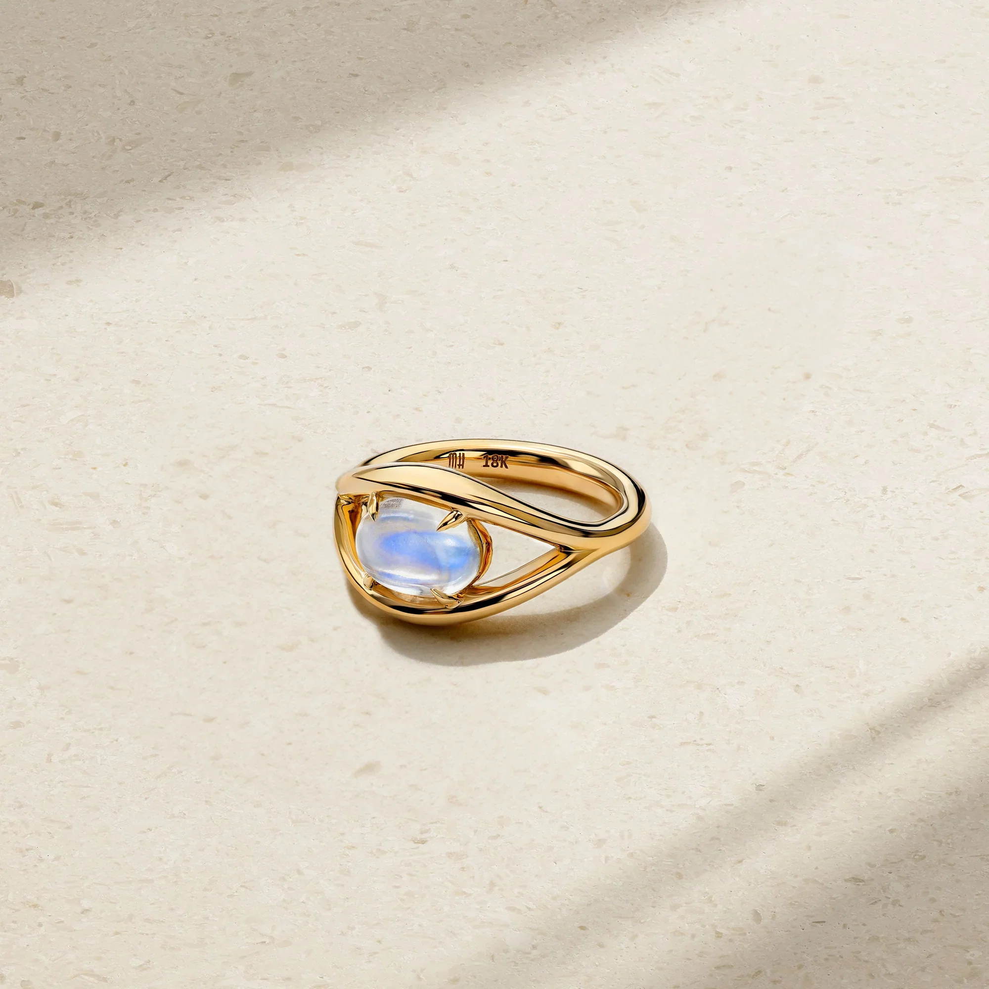 Mark Henry 18k Yellow Gold Fluid Evil Eye Moonstone Ring
