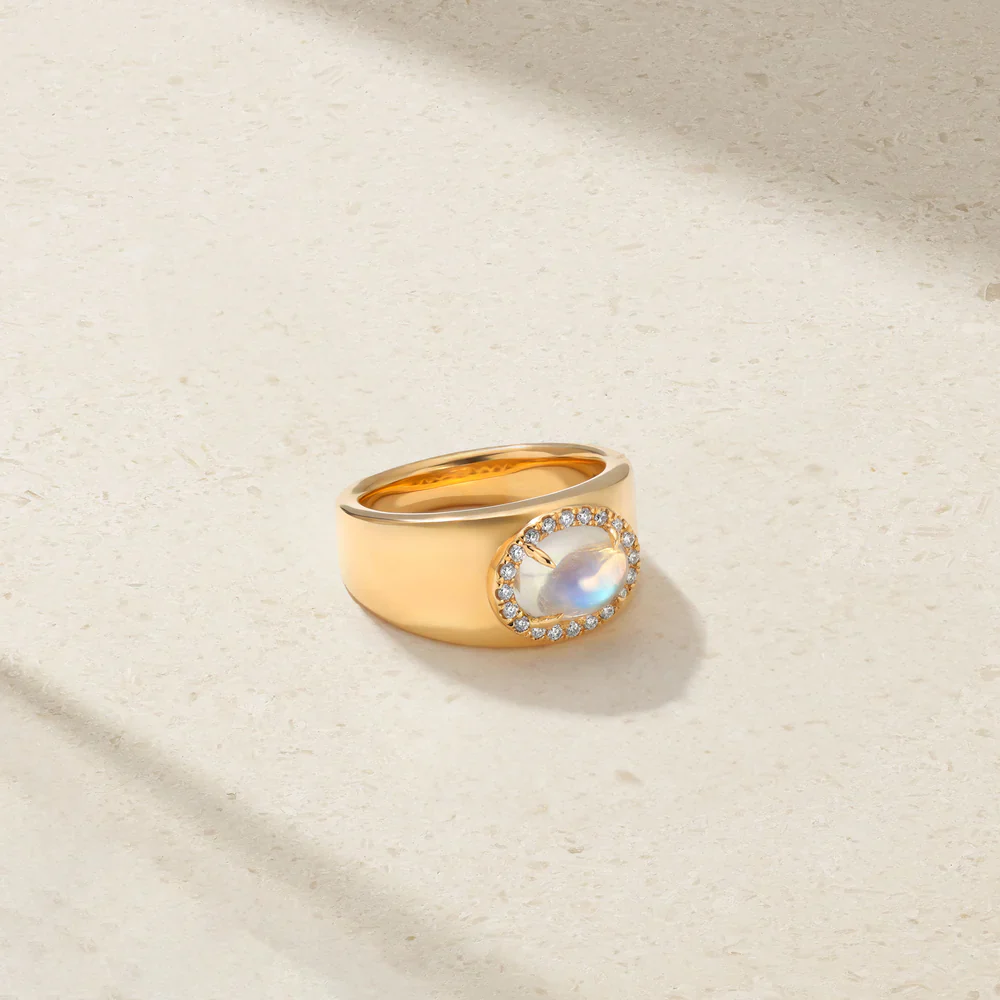 Mark Henry 18k Yellow Gold Moonstone & Diamond Halo Ring