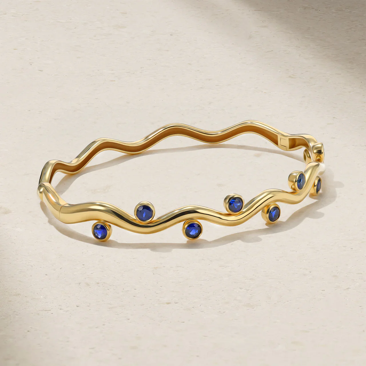 Mark Henry 18k Yellow Gold Riva Wavy Sapphire Bangle
