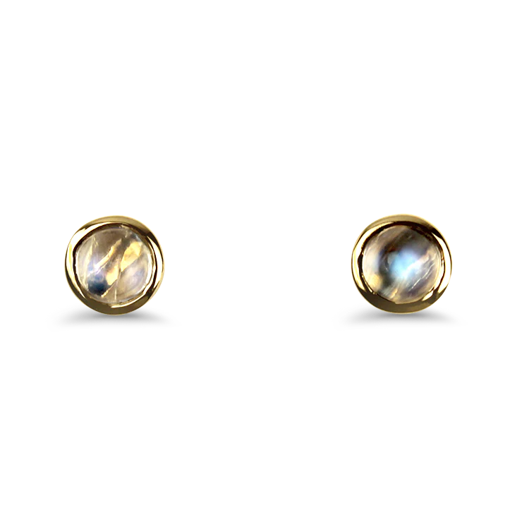 Mark Henry 18k Yellow Gold Round Moonstone Stud Earrings