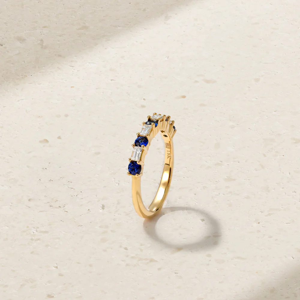 Mark Henry 18k Yellow Gold Sapphire and Diamond Band - Image 3