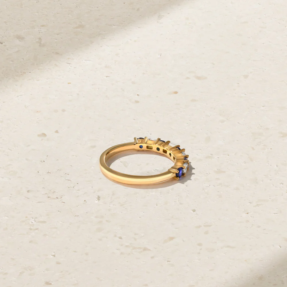 Mark Henry 18k Yellow Gold Sapphire and Diamond Band - Image 4