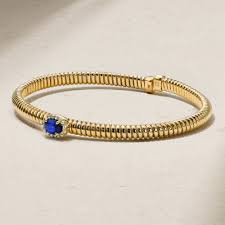 Mark Henry 18k Yellow Gold Sapphire and Diamond Flex Bangle