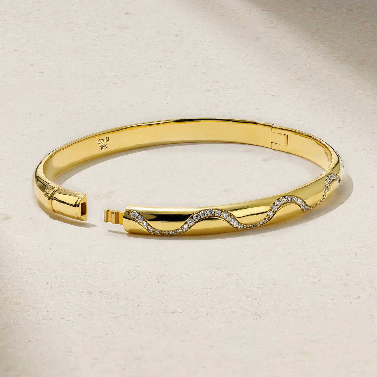 Mark Henry 18k Yellow Gold Riva Tide Diamond Bangle - Image 3