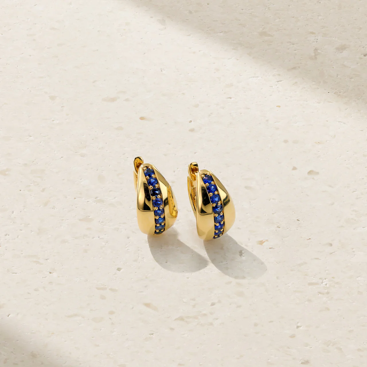 Mark Henry 18k Yellow Gold Saturn Sapphire Huggie Earrings