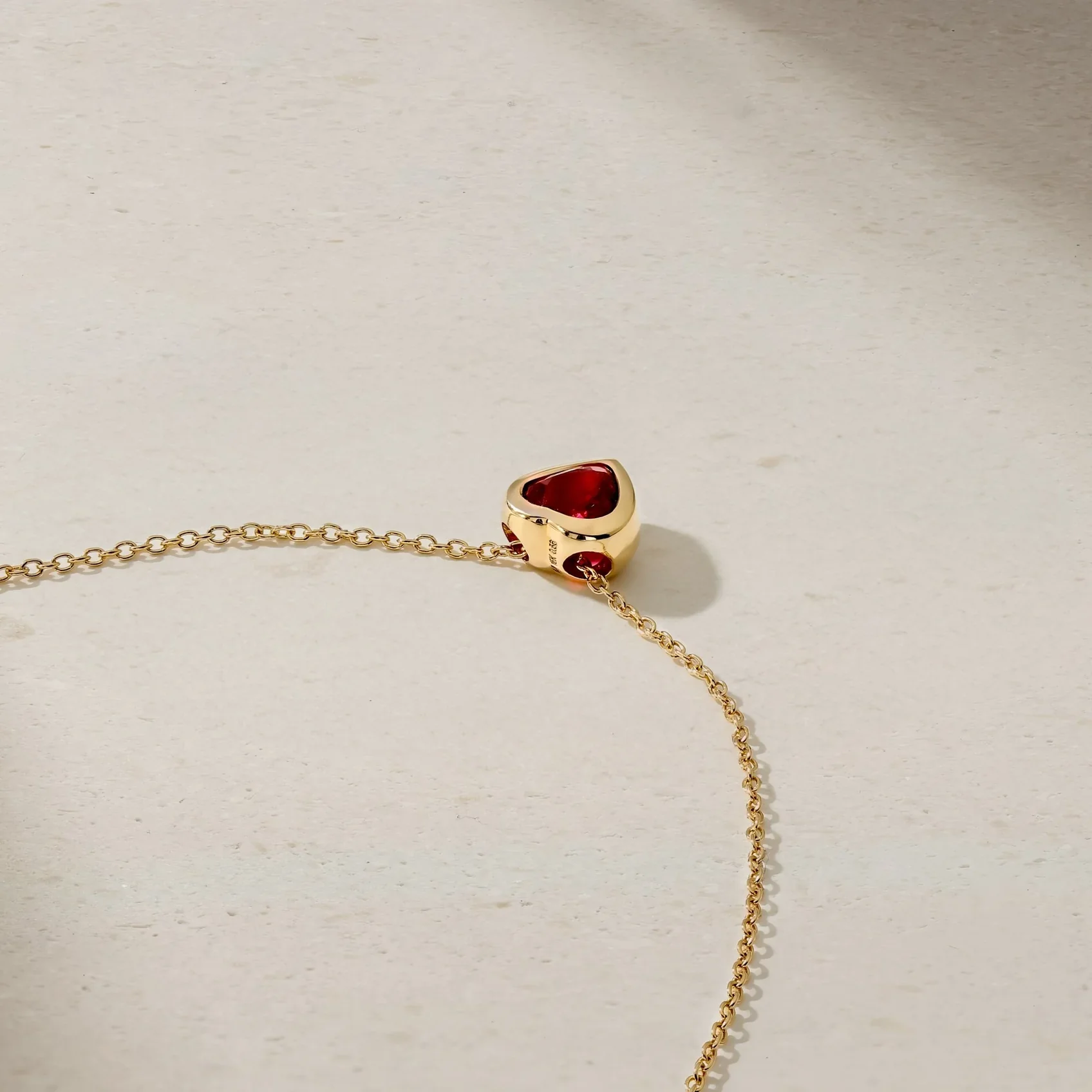 Mark Henry Dilara Heart 18K Yellow Gold Ruby Bezel Pendant Necklace - Image 3