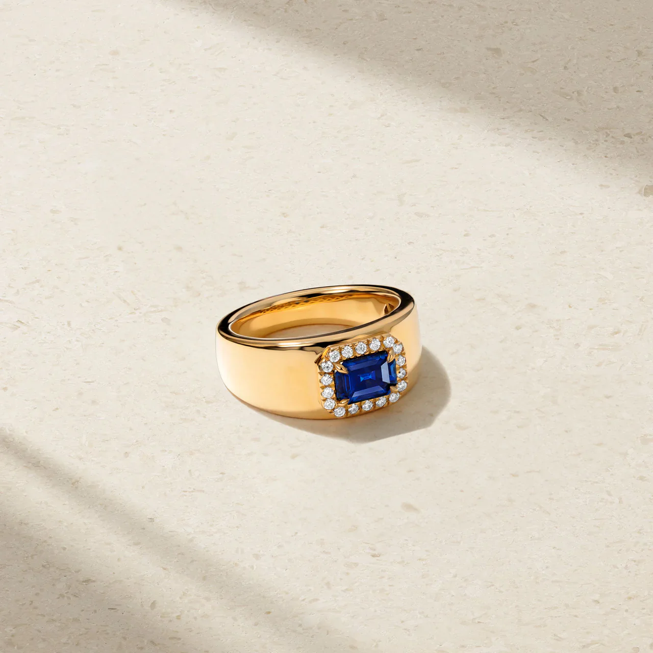 Mark Henry Felicity 18K Yellow Gold Heirloomed Octagonal Sapphire Cigar Band