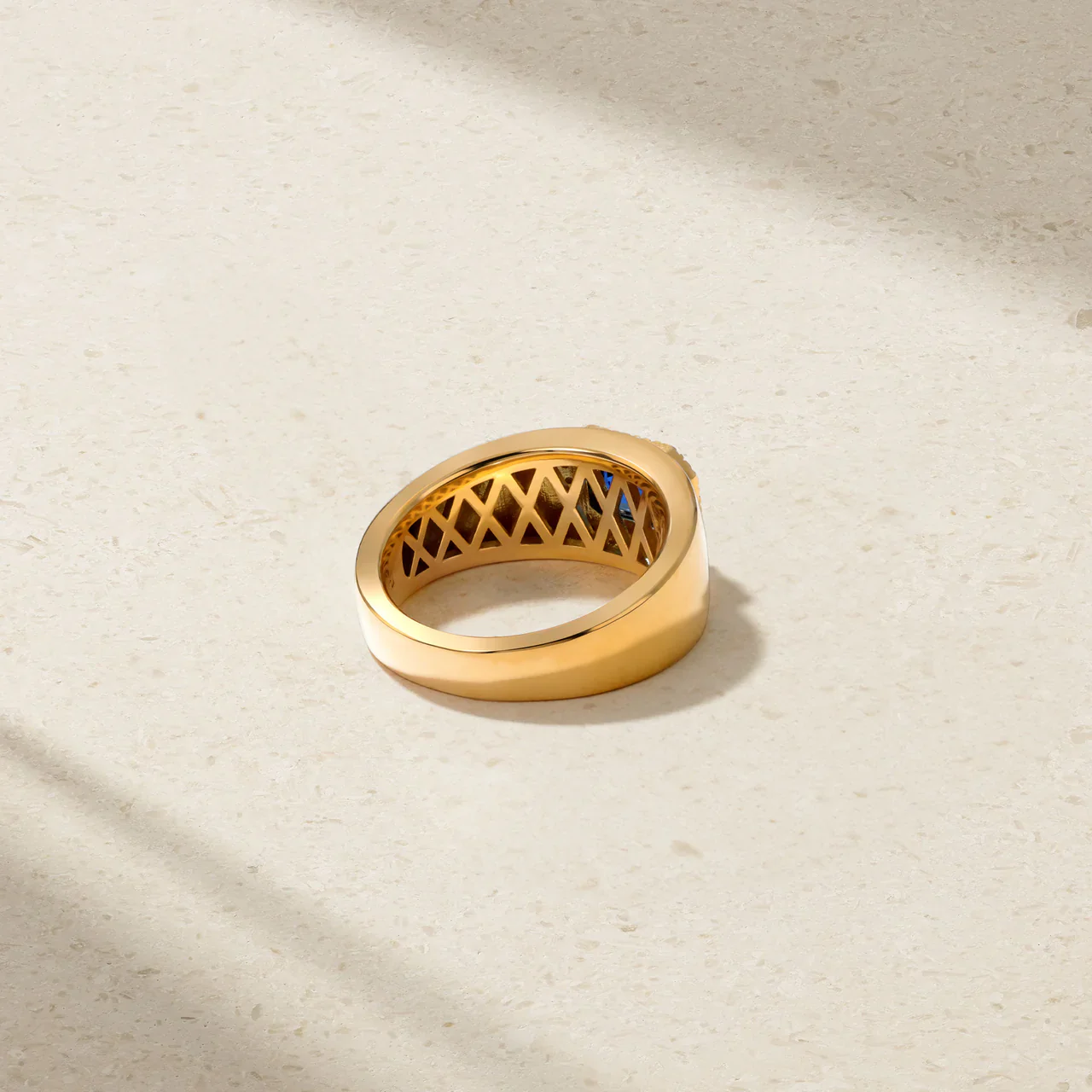 Mark Henry Felicity 18K Yellow Gold Heirloomed Octagonal Sapphire Cigar Band - Image 2