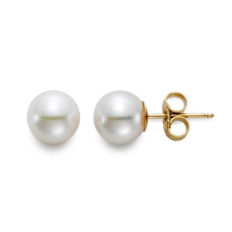 Mastoloni 14k Yellow Gold Freshwater Pearl Stud Earrings - 6.5-7mm