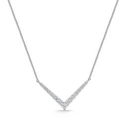 Memoire Identity Small V 18k White Gold Diamond Necklace
