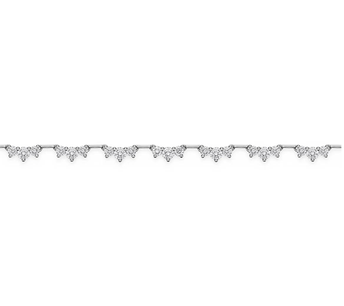 Memoire Trinity Half Line 18k White Gold Diamond Necklace - Image 2