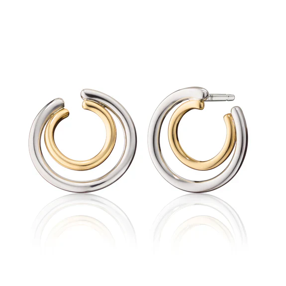 Monica Rich Kosann 18K Yellow Gold and Sterling Silver Galaxy Wrap Hoop Earrings