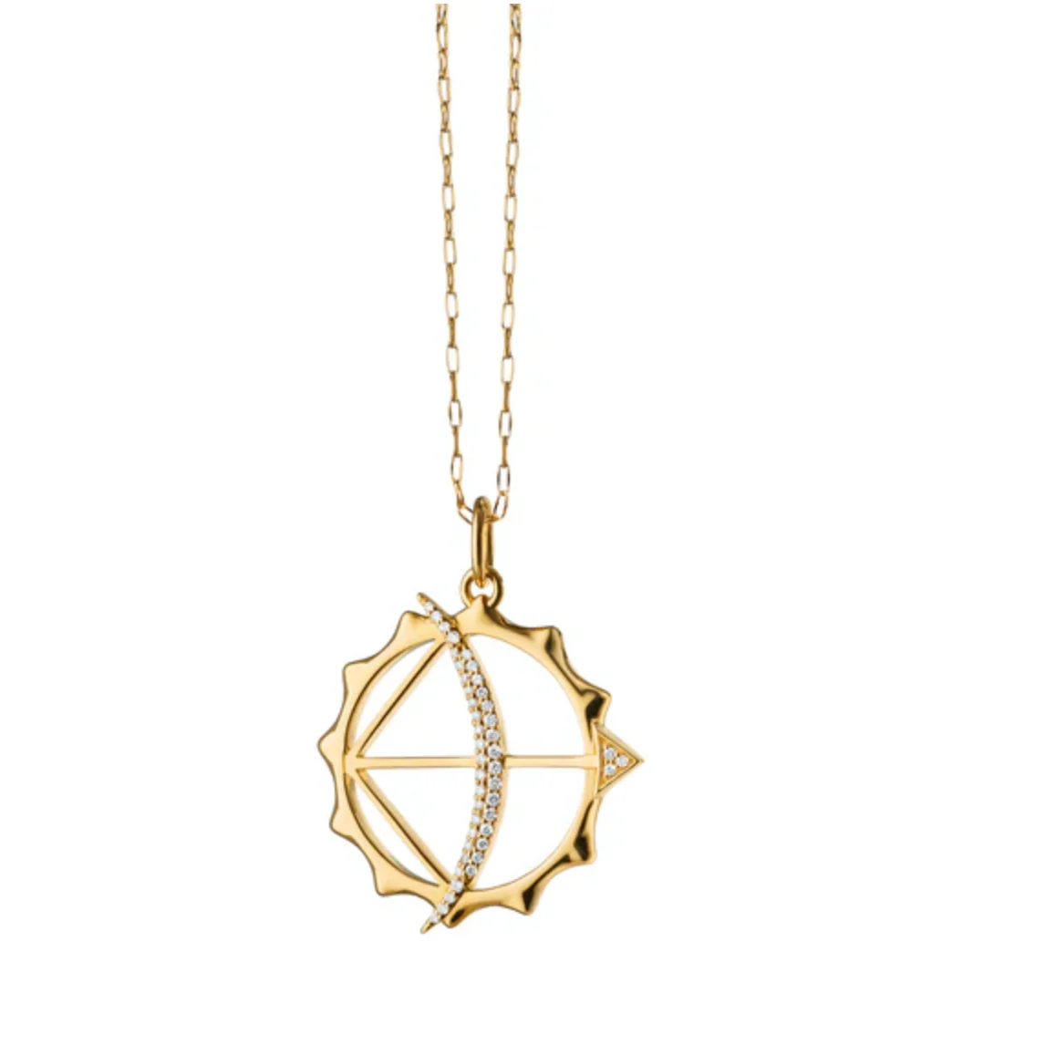 Monica Rich Kosann 18k Yellow Gold Apollo Charm Strength Diamond Necklace
