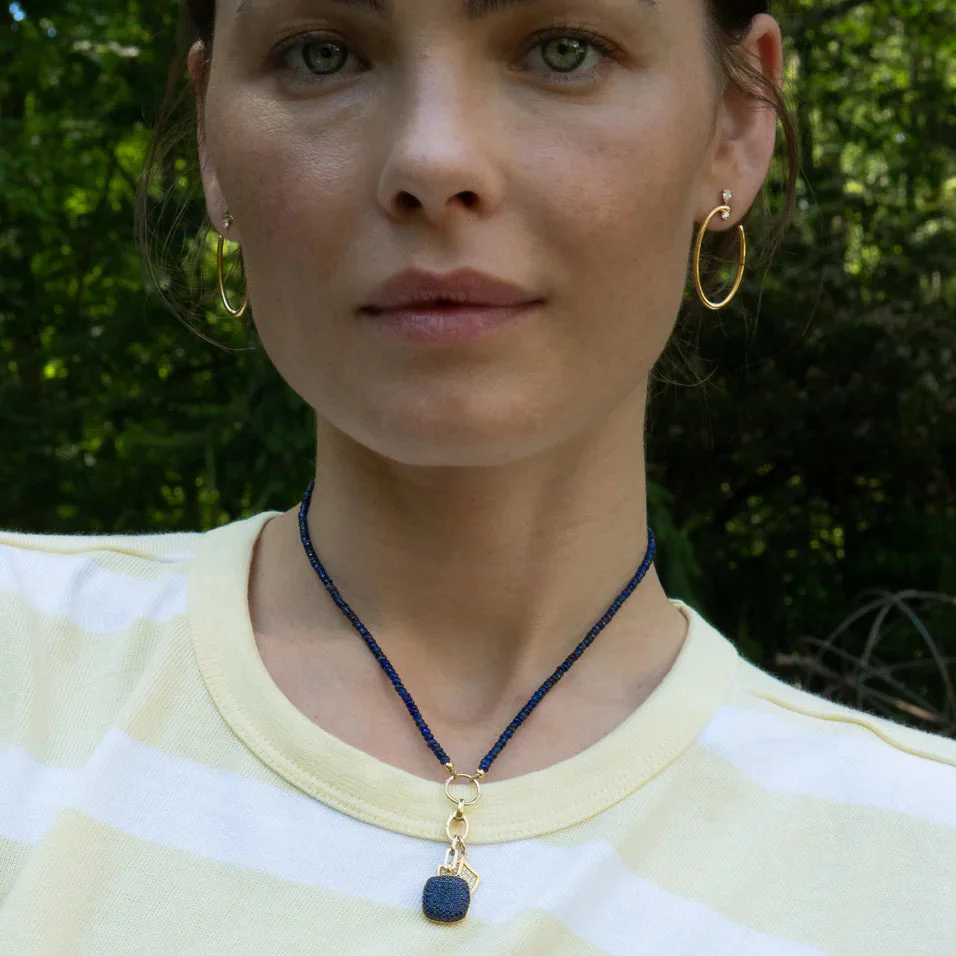 Monica Rich Kosann 18k Yellow Gold & Blue Sapphire Bead Charm Chain Necklace - 18" - Image 2
