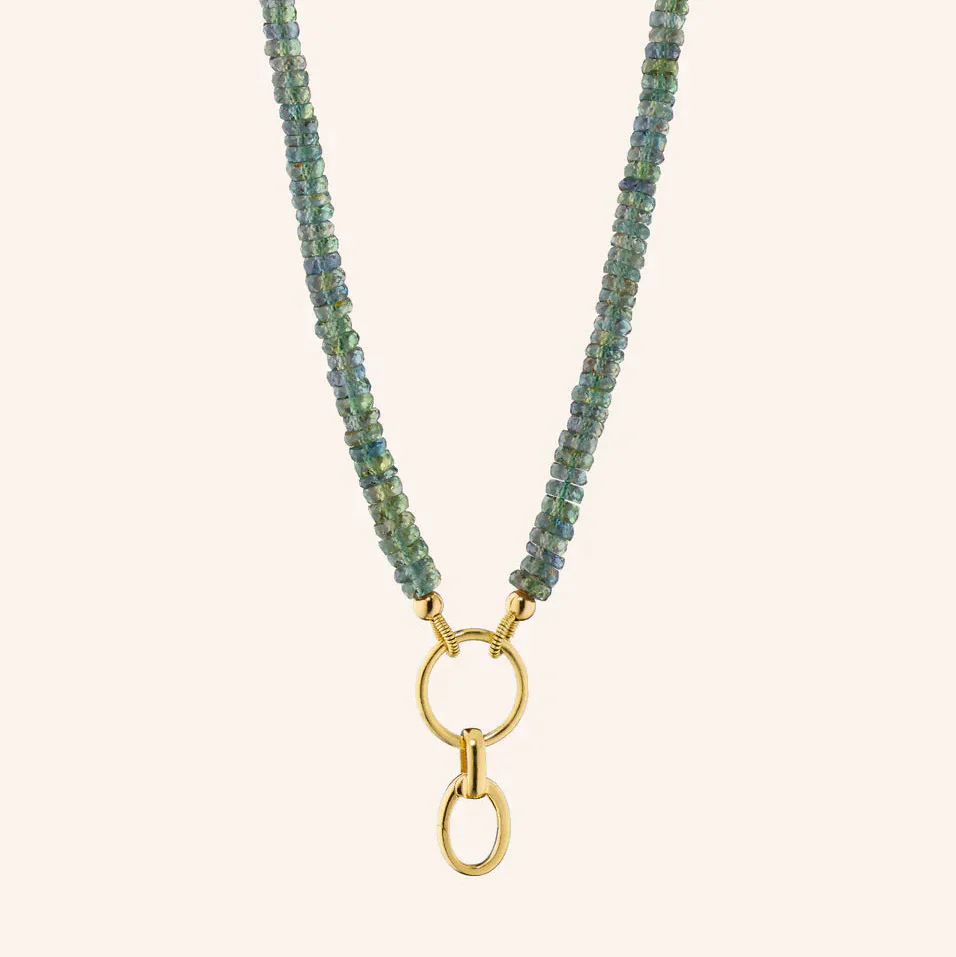 Monica Rich Kosann 18K Yellow Gold âDesign Your Ownâ Green Sapphire Bead Charm Chain Necklace