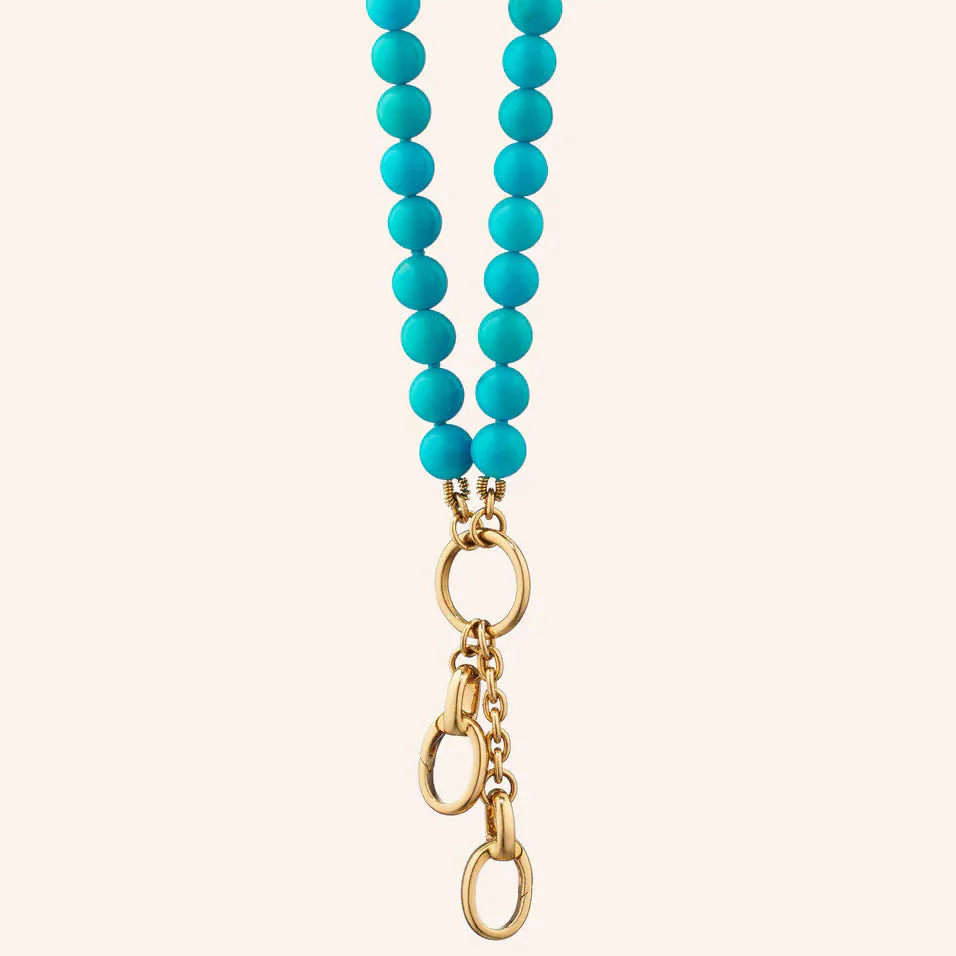 Monica Rich Kosann 18K Yellow Gold “Design Your Own” Turquoise Sapphire Bead Charm Chain Necklace