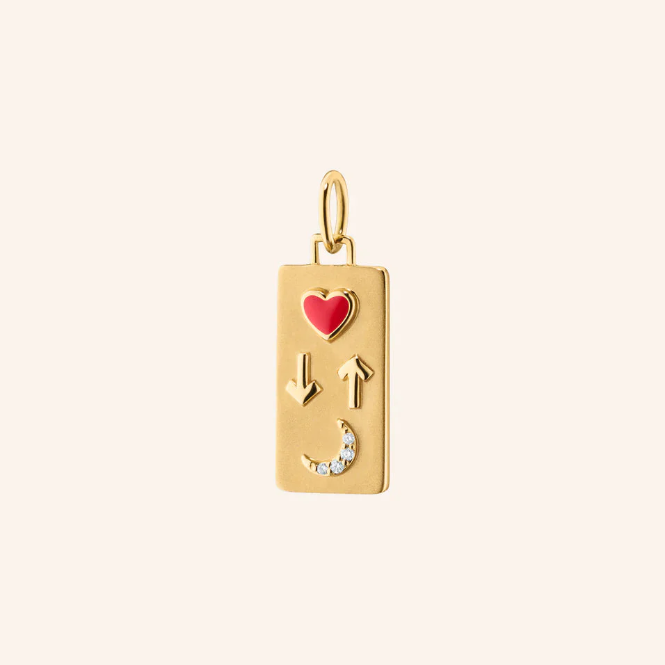 Monica Rich Kosann 18k Yellow Gold “Love You to the Moon and Back” Charm with Red Enamel Heart & Diamond Moon