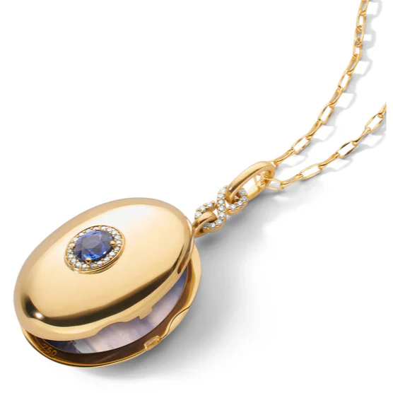 Monica Rich Kosann 18k Yellow Gold Sapphire Infinity Locket - Image 3