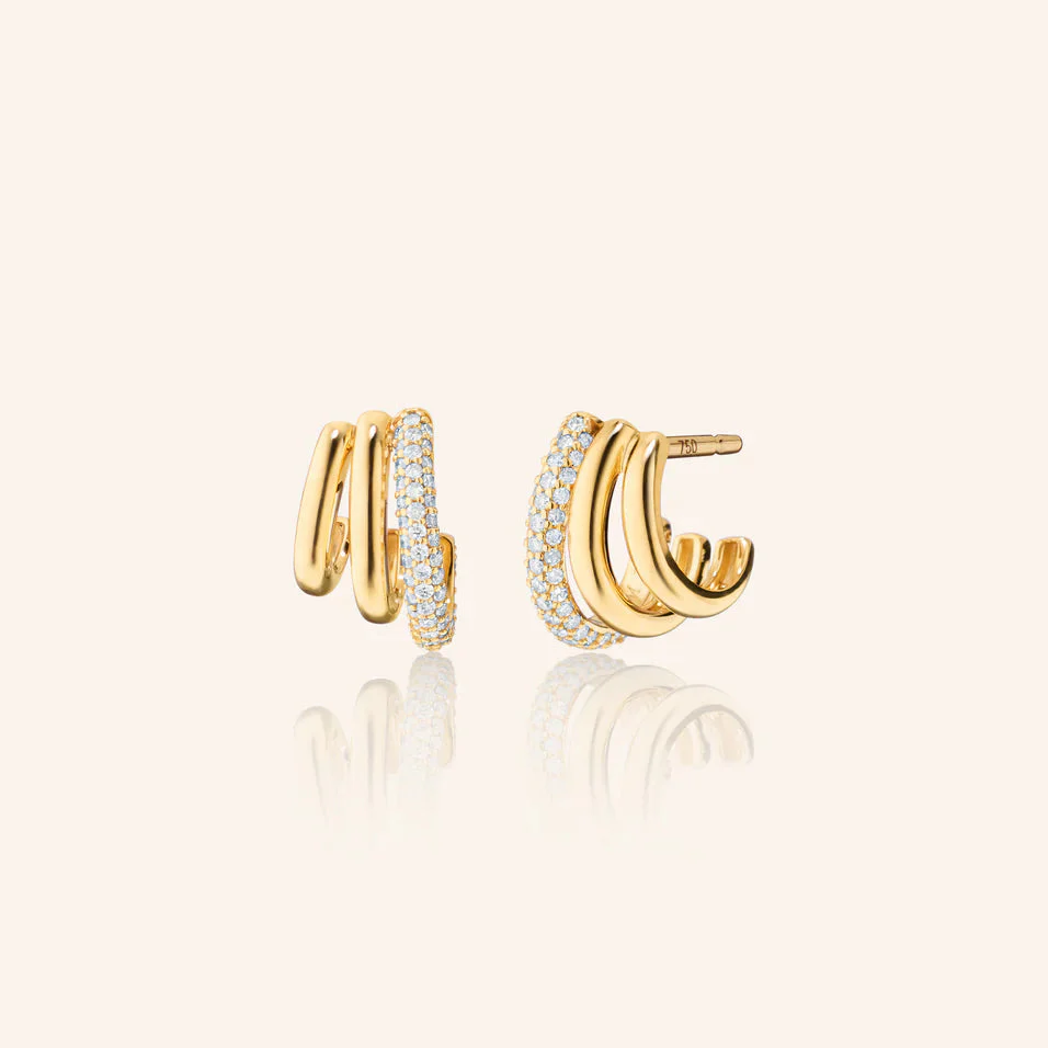 Monica Rich Kosann 18k Yellow Gold Saturn Rings Diamond Earrings