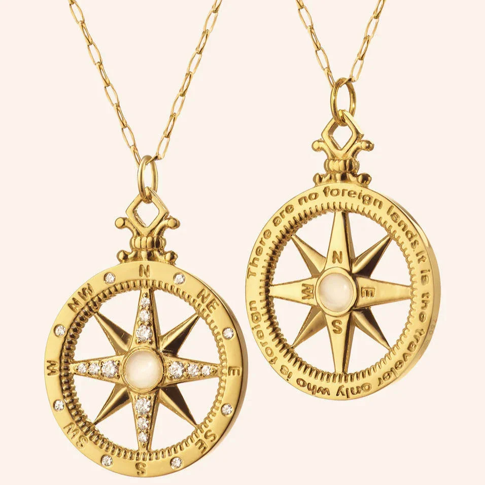 Monica Rich Kosann Adventure 18k Yellow Gold Diamond and Moonstone Compass Charm - Image 3