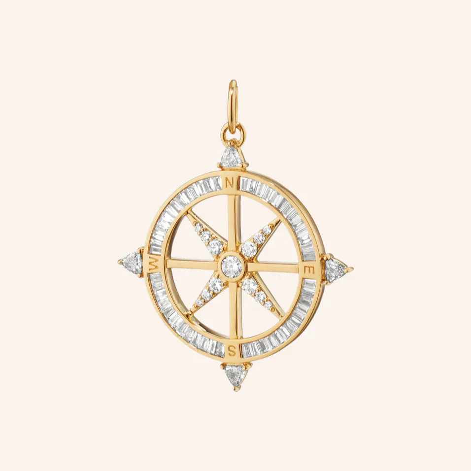 Monica Rich Kosann Adventure 18k Yellow Gold Diamond Compass Pendant