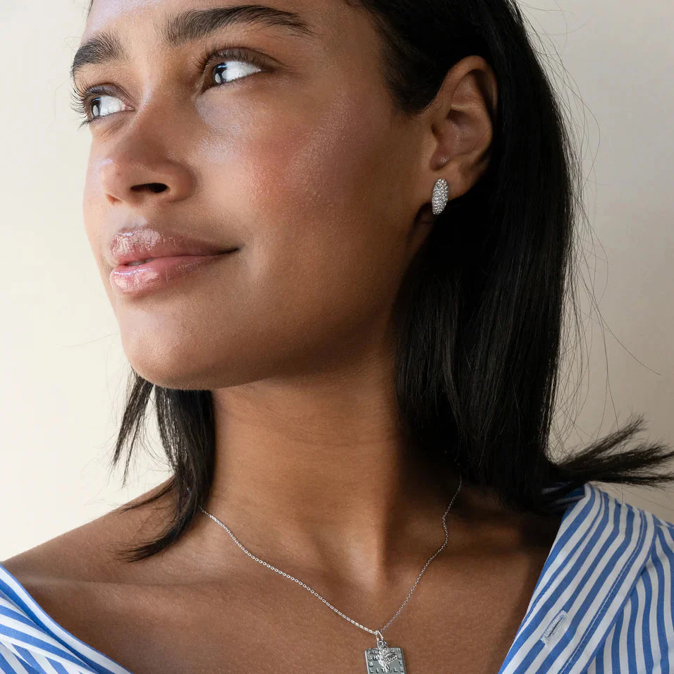 Monica Rich Kosann Perseverance Sterling Silver and White Sapphire Pavé Fish Huggie Earrings - Image 2