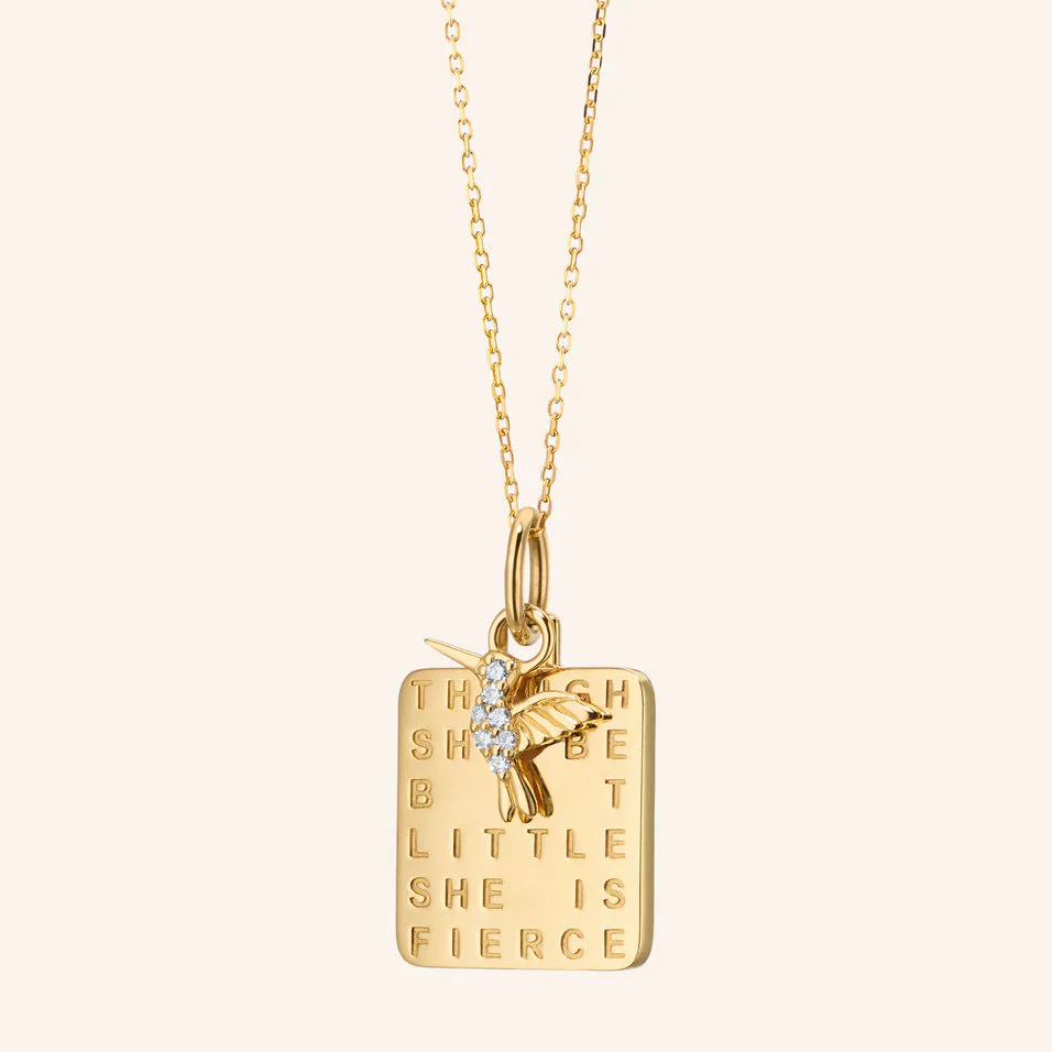 Monica Rich Kosann "She Is Fierce" 18K Yellow Gold Pendant & Diamond Hummingbird Necklace