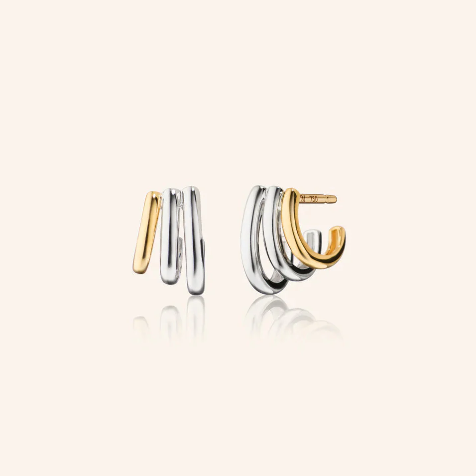 Monica Rich Kosann Sterling Silver and 18k Yellow Gold Two-Tone Rings of Saturn Earrings