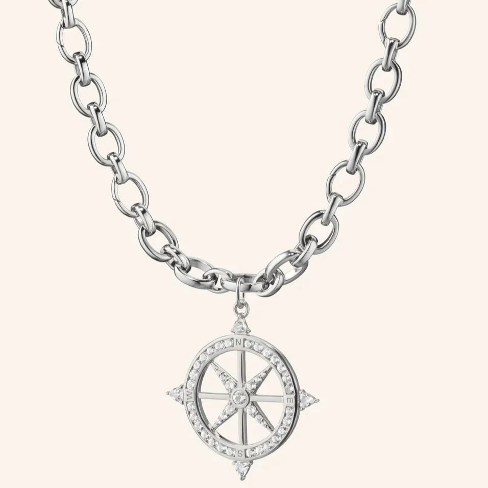 Monica Rich Kosann Sterling Silver Audrey Sapphire Compass Necklace