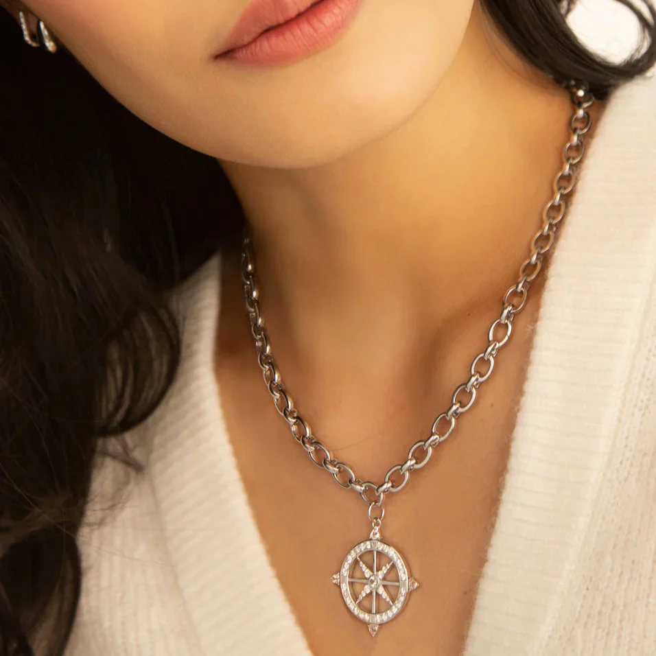 Monica Rich Kosann Sterling Silver Audrey Sapphire Compass Necklace - Image 2
