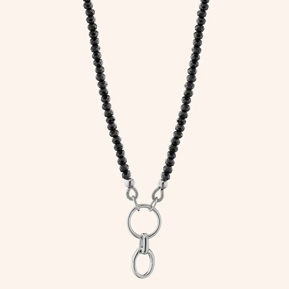 Monica Rich Kosann Sterling Silver “Design Your Own” Black Spinel Charm Chain Necklace – 18"