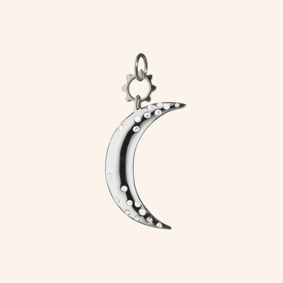 Monica Rich Kosann Sterling Silver āDreamā Moon Charm with White Sapphires