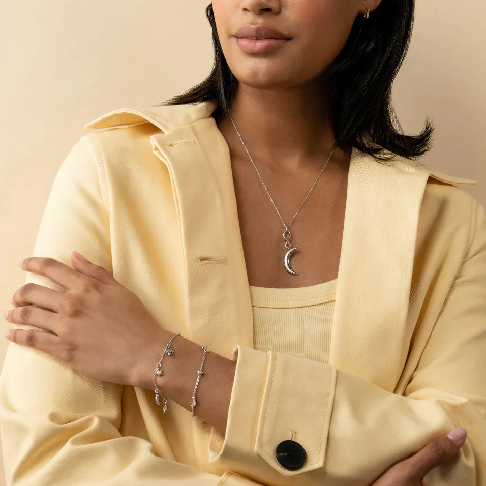 Monica Rich Kosann Sterling Silver āDreamā Moon Charm with White Sapphires - Image 2