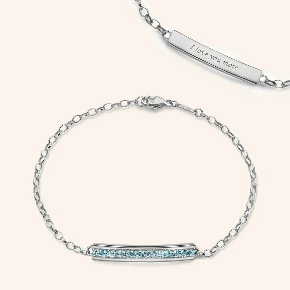 Monica Rich Kosann Sterling Silver āI Love You Moreā Aquamarine Poesy Bracelet
