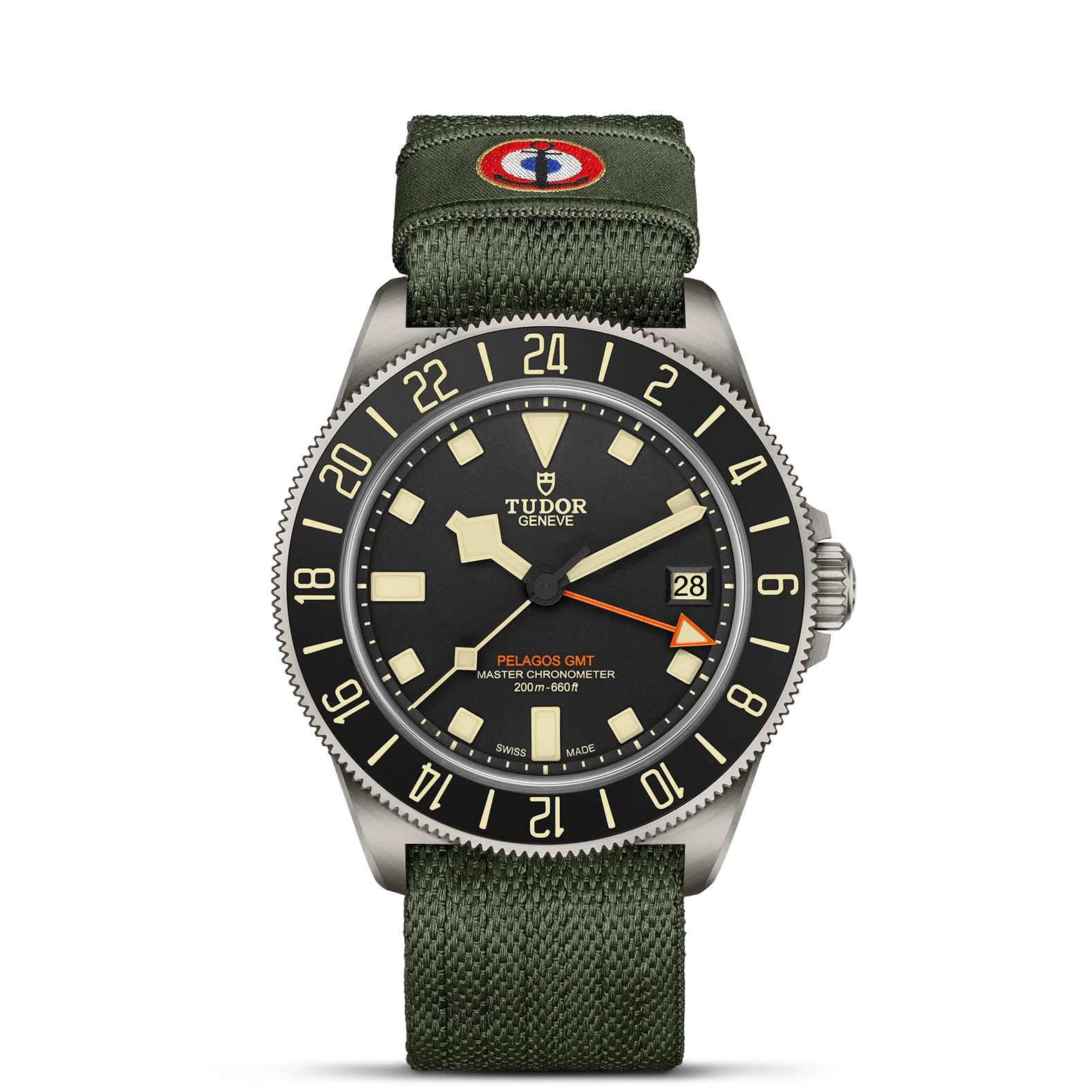 TUDOR Pelagos FXD GMT, Black Dial, Green Fabric Strap (M2542G267NU-0002)