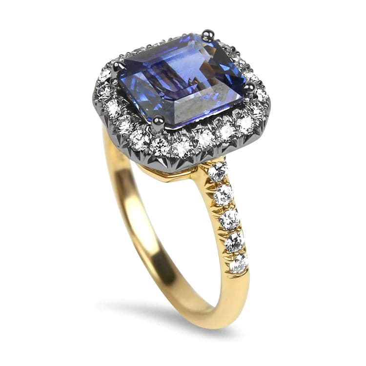 Platinum & Rose Gold Sapphire and Diamond Ring - Image 2