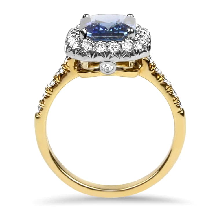 Platinum & Rose Gold Sapphire and Diamond Ring - Image 3