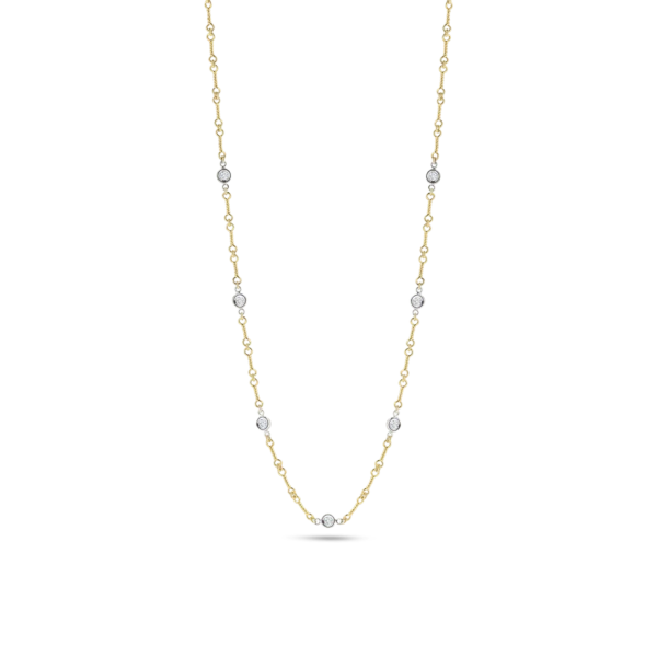 Roberto Coin 18k Gold Diamonds By The Inch 7 Station Dogbone Necklace
