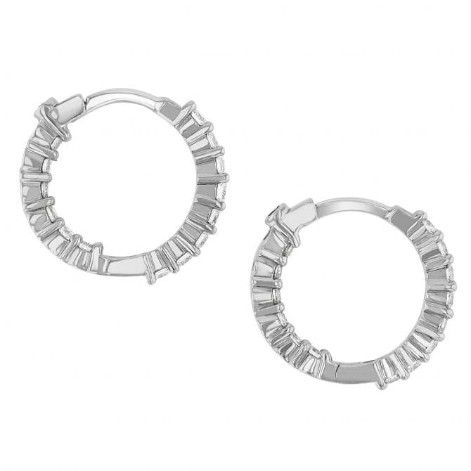Roberto Coin 18k White Gold Petite Inside Outside Diamond Hoop Earrings - Image 3