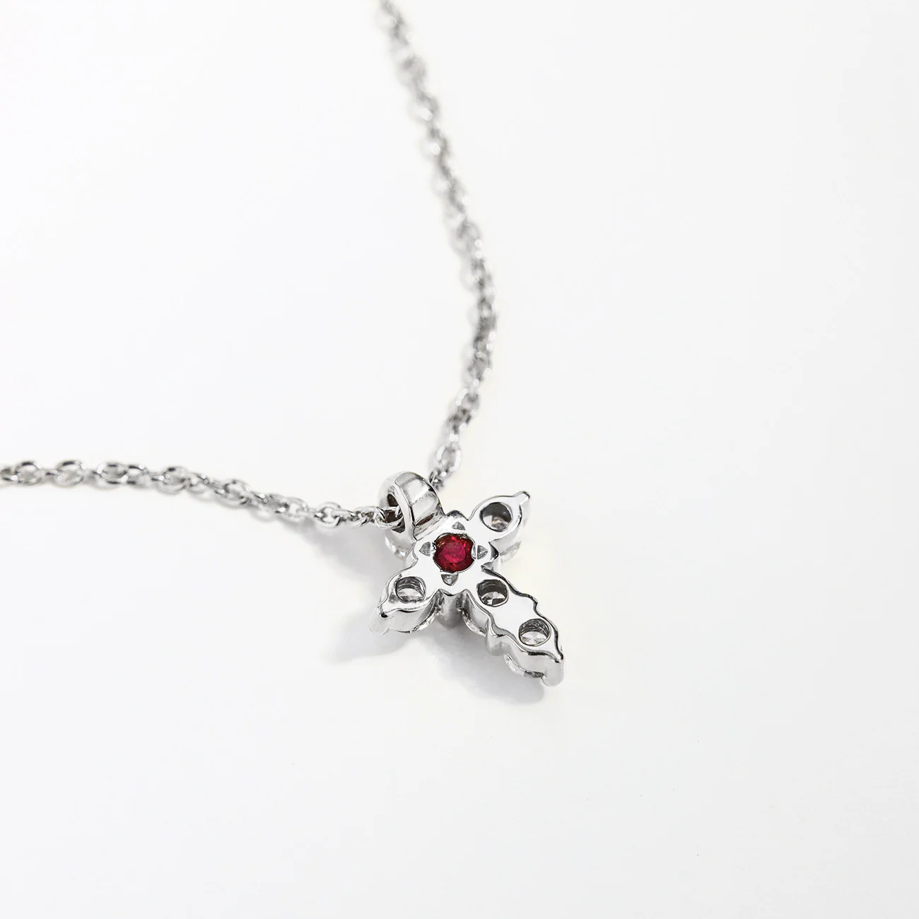 Roberto Coin 18k White Gold Tiny Treasures Diamond Baby Cross Pendant Necklace - Image 2