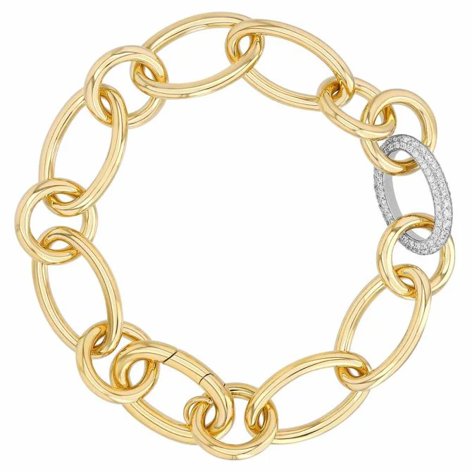 Roberto Coin 18K Yellow and White Gold Diamond Link Bracelet