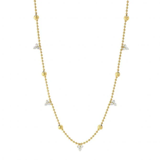 Roberto Coin 18k Yellow Gold Bead Diamond Station Necklace