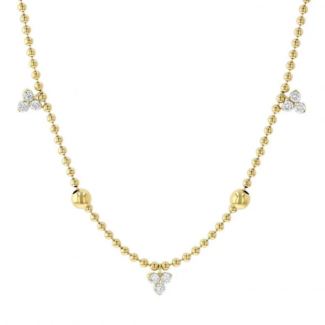 Roberto Coin 18k Yellow Gold Bead Diamond Station Necklace - Image 2