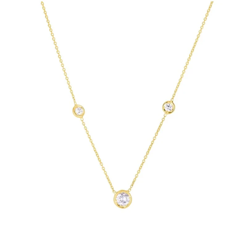 Roberto Coin 18k Yellow Gold Bezel Diamond Station Necklace
