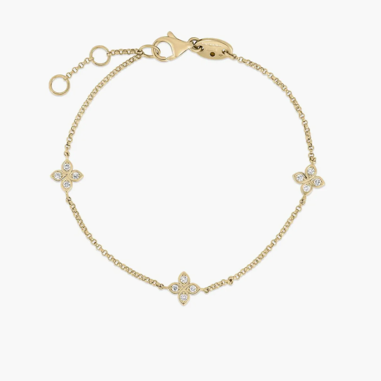 Roberto Coin 18K Yellow Gold Love By The Inch Diamond 3 Station Bracelet
