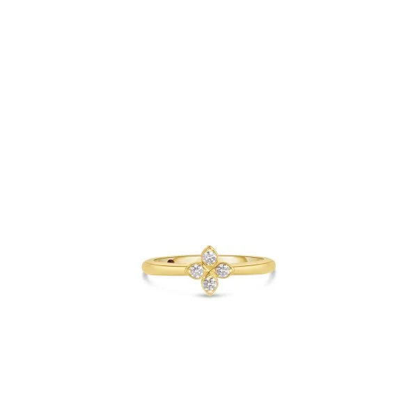 Roberto Coin Love in Verona 18k Yellow Gold Small Pave Diamond Flower Ring