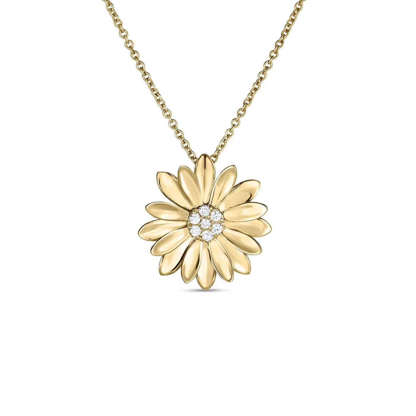 Roberto Coin Margherita 18k Yellow Gold Diamond Daisy Necklace